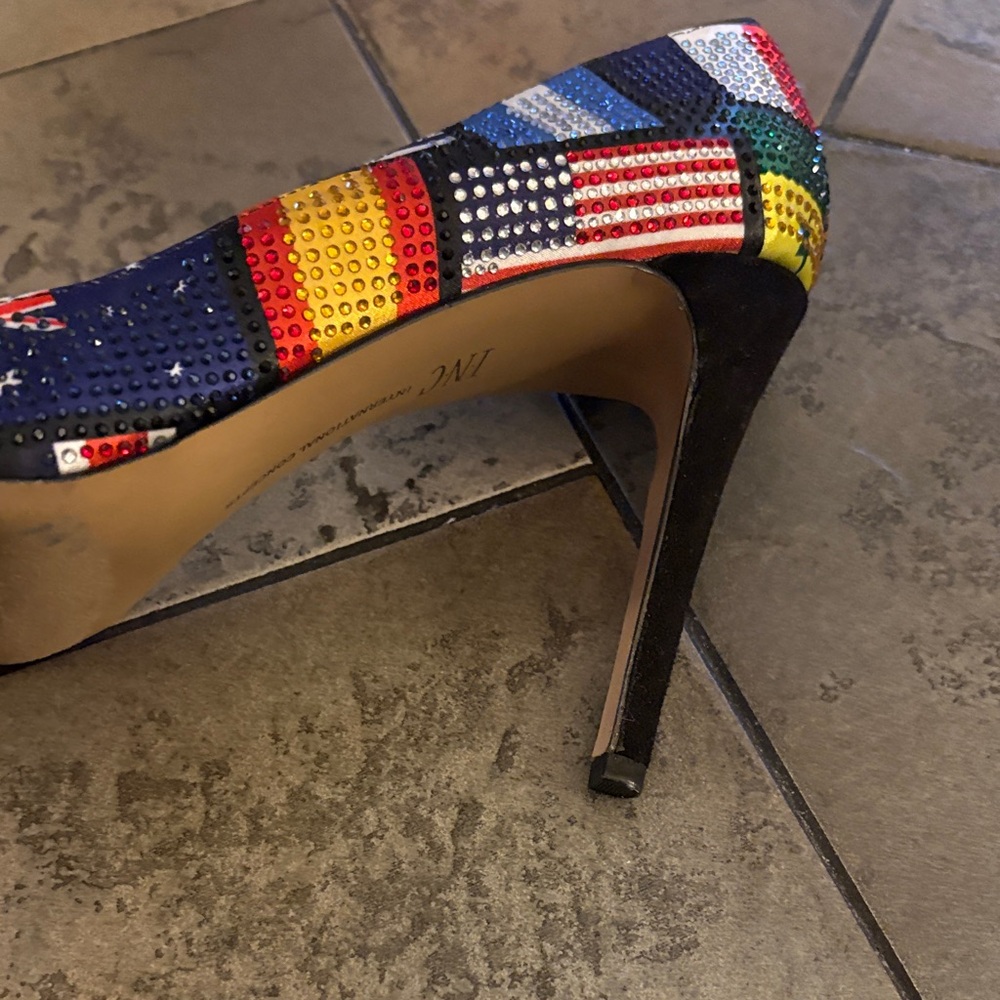 INC International Concepts Colorful Flag Heels - Picture 5 of 6